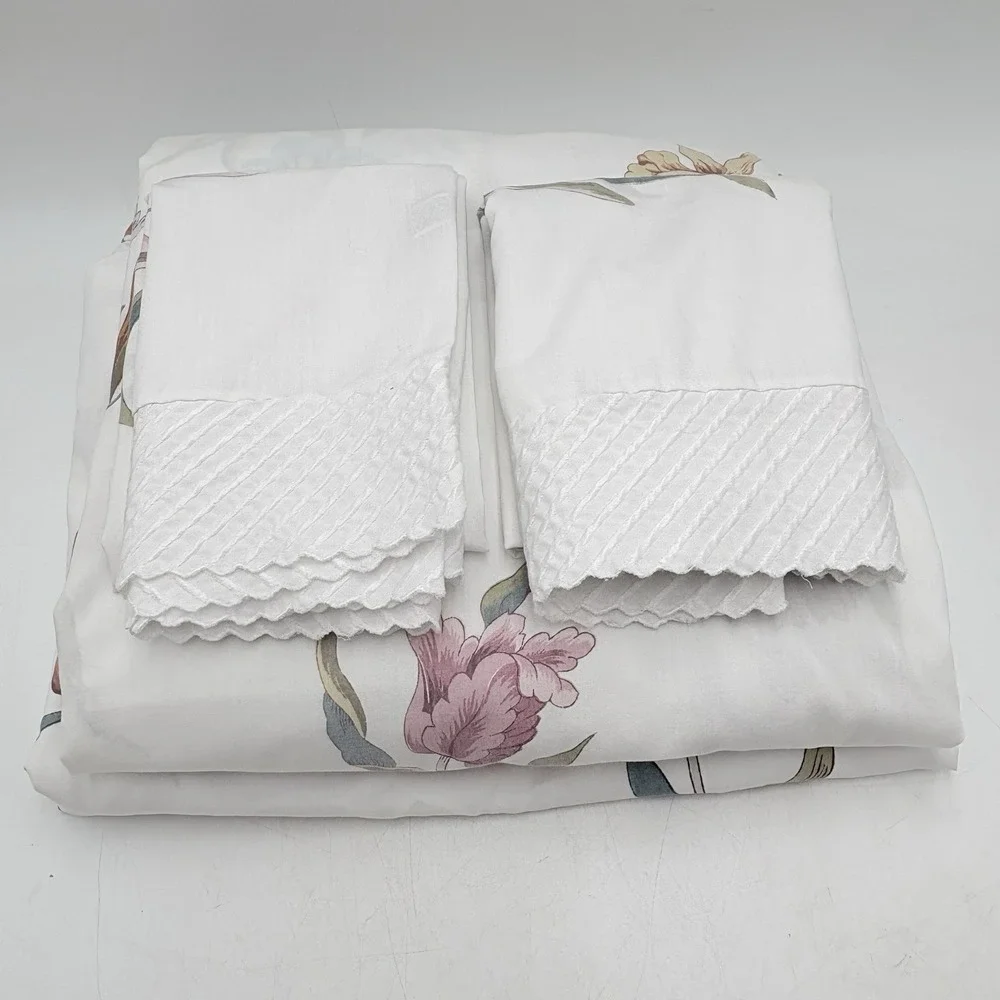 Vintage Martex Floral Full Sheet Set No Iron Percale USA 4 Pc Cottagecore